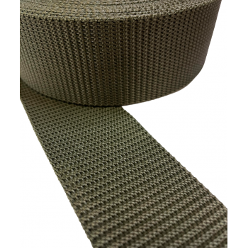 Synthetic belt, narrow fabric, webbing tape in 57mm width and Khaki Color